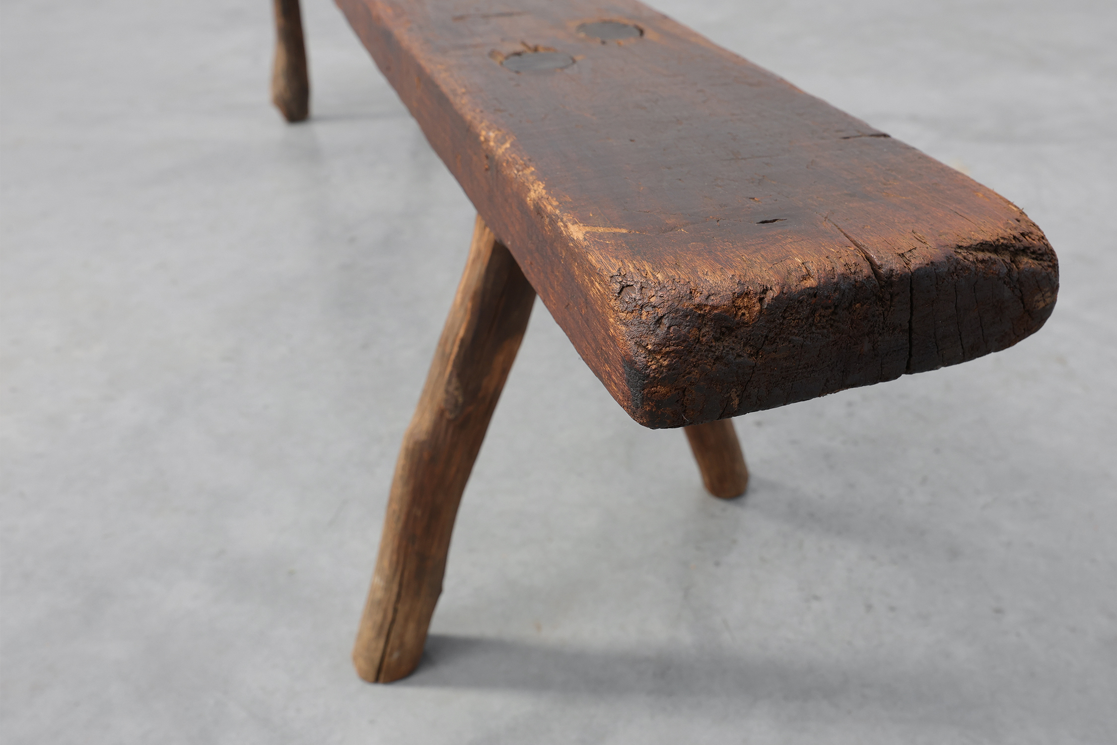 French Primitive Farmhouse Bench with Splayed Legs, 19th Centurythumbnail